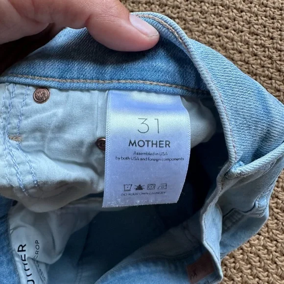 MOTHER Blue Ankle Cropped Jeans with Distressed Hem - Picture 5 of 5